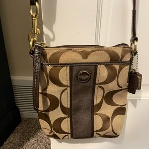 Coach brown print satchel